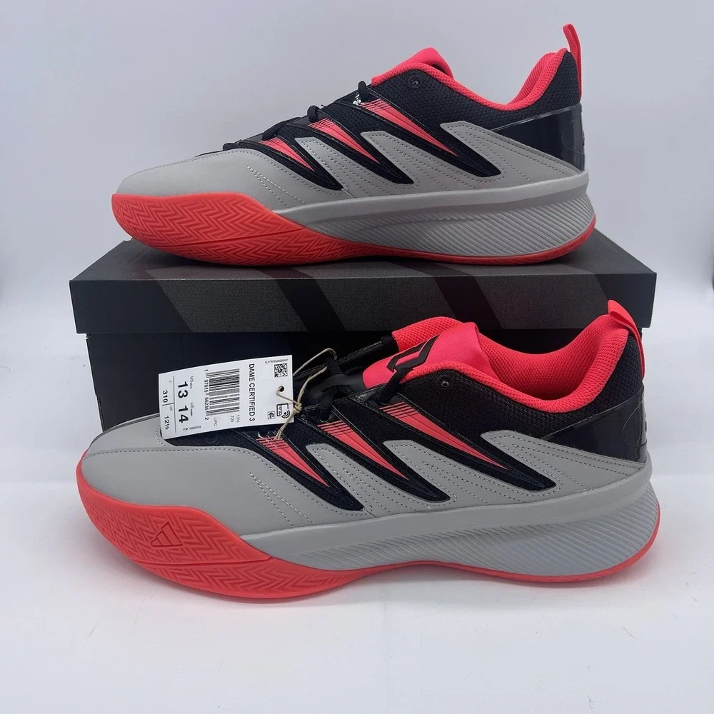 NEW Adidas Dame Certified 3 Low Basketball Shoe Grey Black Red Size 13 JI1540